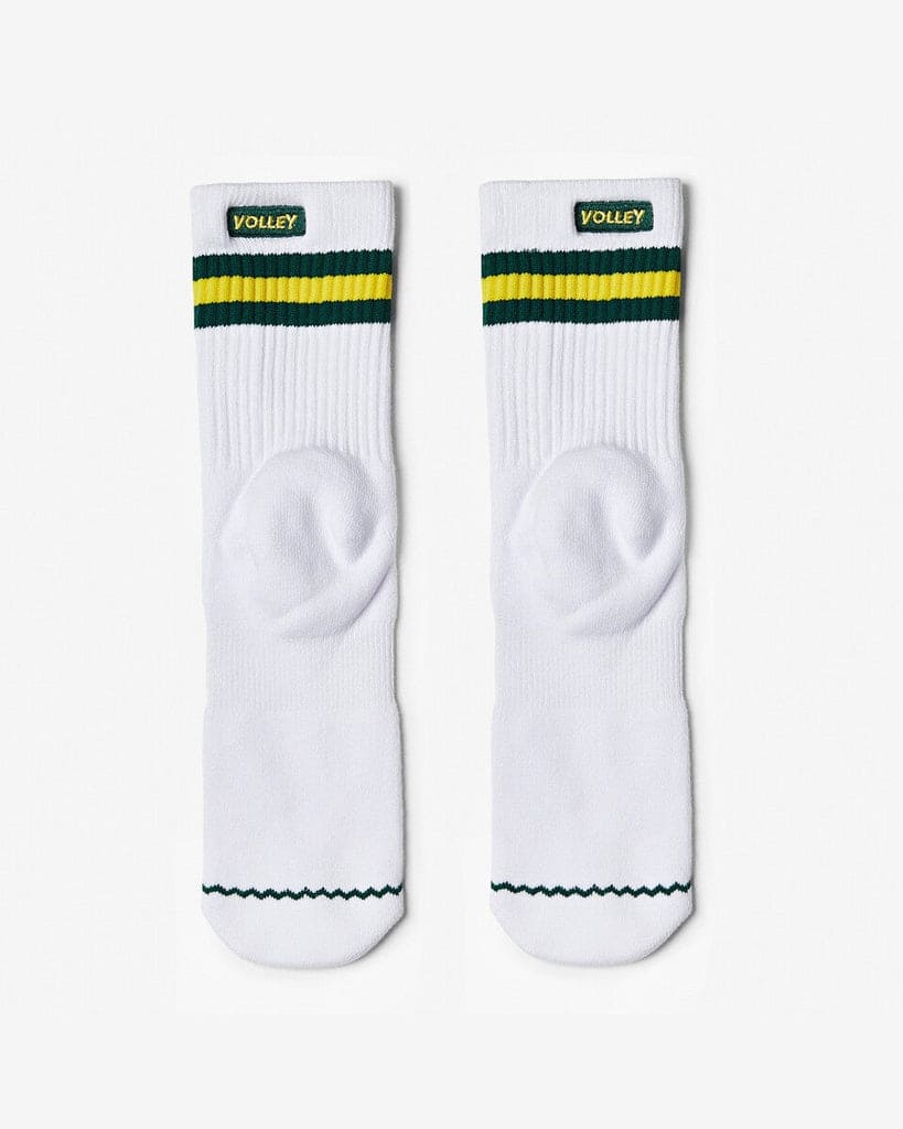 Volley Mid Sock White Green Gold S M - Default Title
